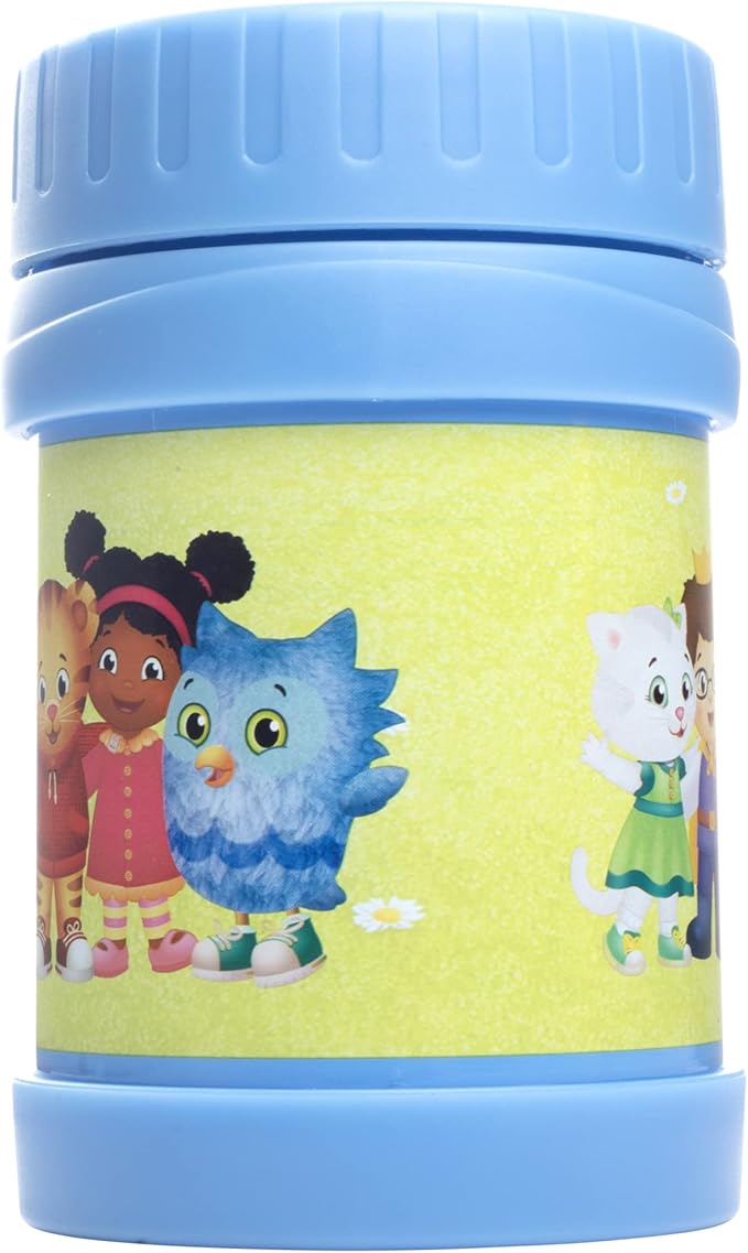 Daniel Tiger's Neighborhood Stainless Steel 13 oz Food Jar for Kids, Blue -Double Wall Insulated, Leak-Proof thermos Jar Keeps Liquids & Food Hot or Cold for Hours-Fits Inside All Lunch Boxes & Bags