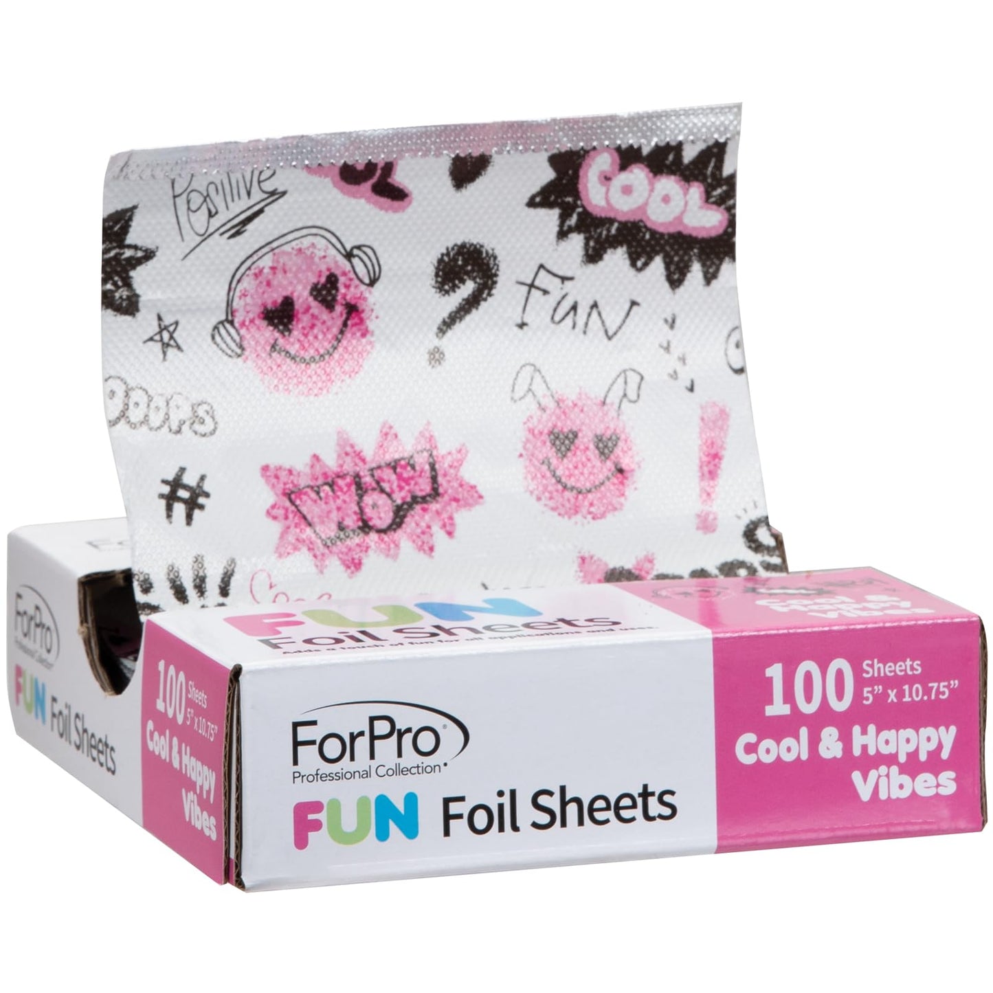 ForPro Professional Collection FUN Cool & Happy Vibes Foil Sheets, Aluminum, Pop-Up Foil Dispenser, Hair Foils for Color Applica