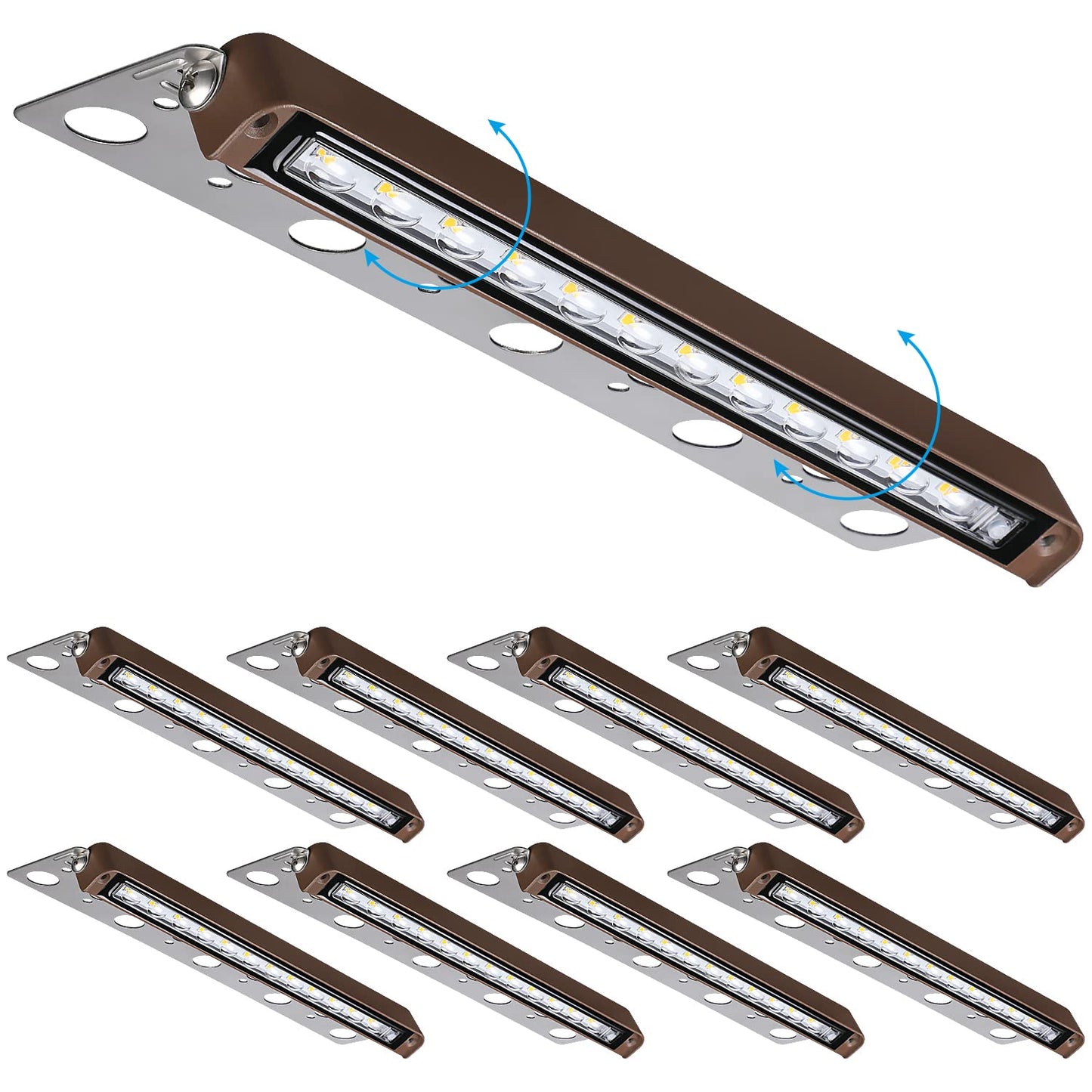 Leonlite 12 Inch Dimmable Led Hardscape Lighting, 8-Pack, Die-Cast Aluminum, 5000K Daylight, Low Voltage, Model 30567