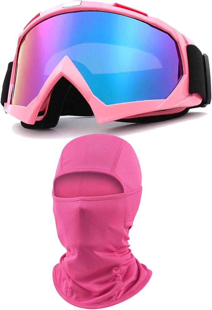 immoono Motorcycle Goggles with Balaclava for Women Girls, Dirt Bike ATV Motocross Riding Racing Ski Goggle Safety Glasses