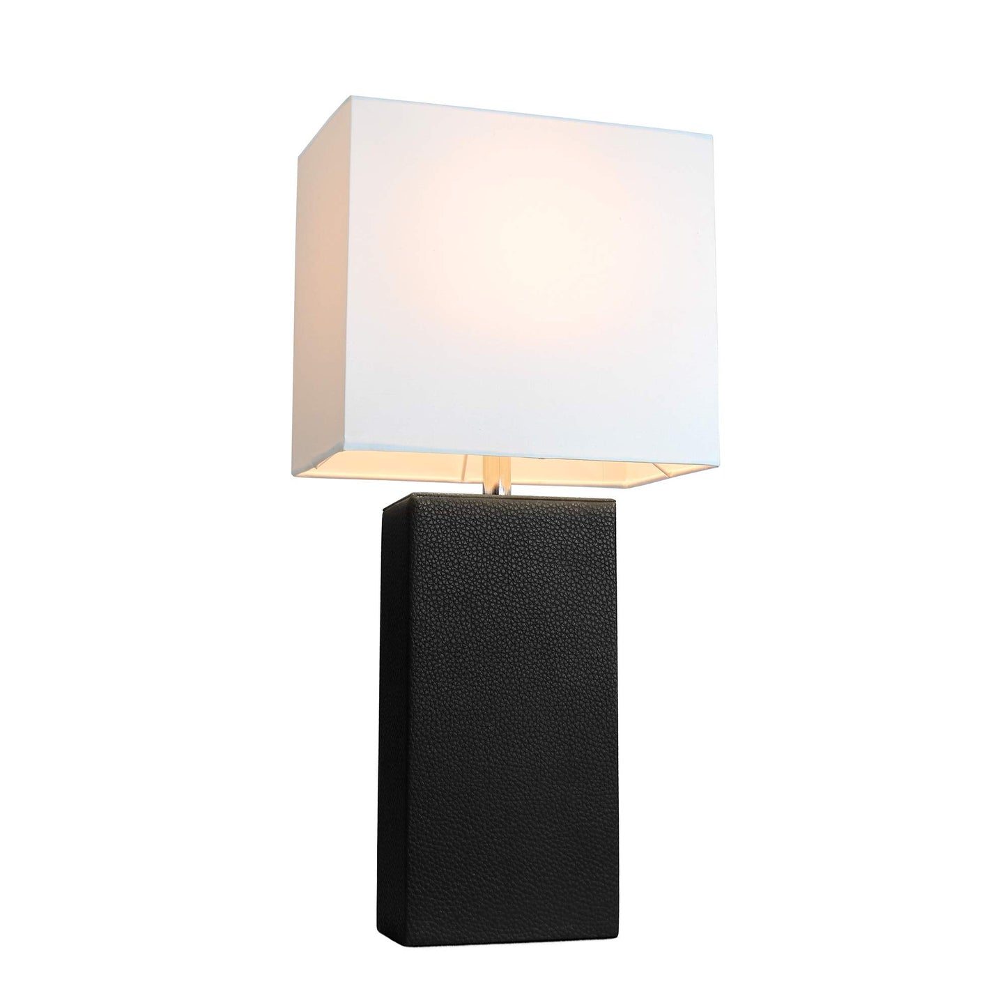 Elegant Designs AET5201-BLA Table Lamp, Contemporary Leather Base, Jet Black