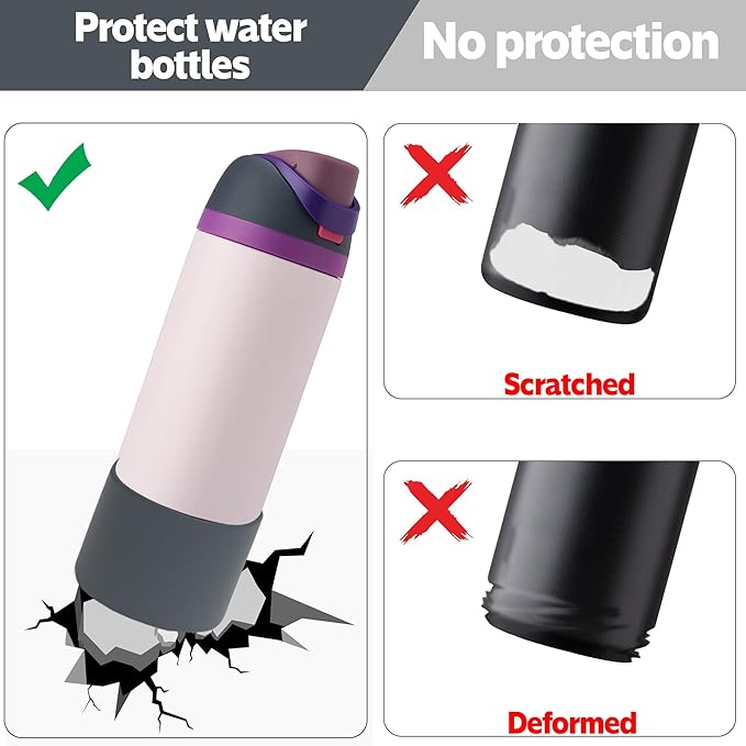 2PCS Silicone Water Bottle Boot for Owala 24oz 32oz 40oz,Anti-Slip Protective Sleeve Bottom Bumper Protector for FreeSip, Twist, and Flip Water Bottles
