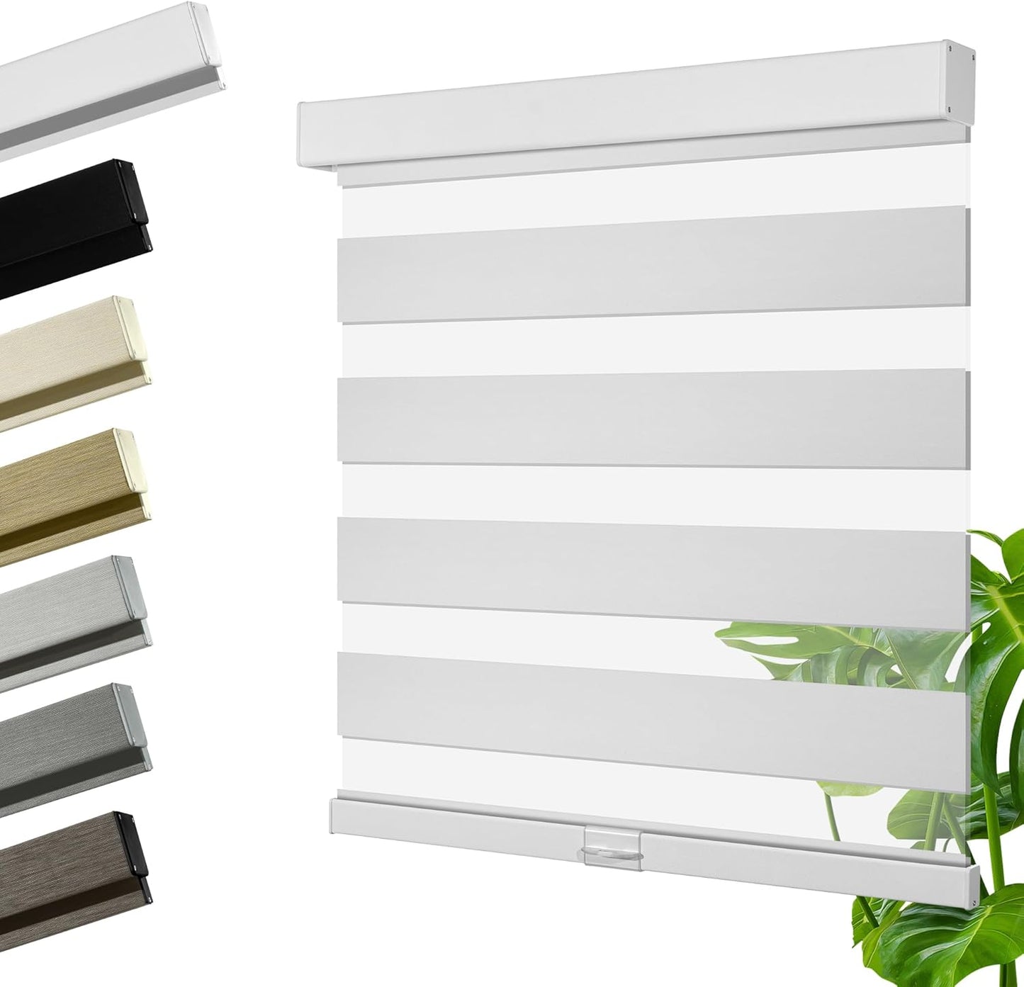 Cordless Zebra Blinds for Windows, Blackout Interior Blinds,Easy to Install,UV Protection,for Offices and Home,Custom Roller Shades, Solid White, 49" W x 72" H