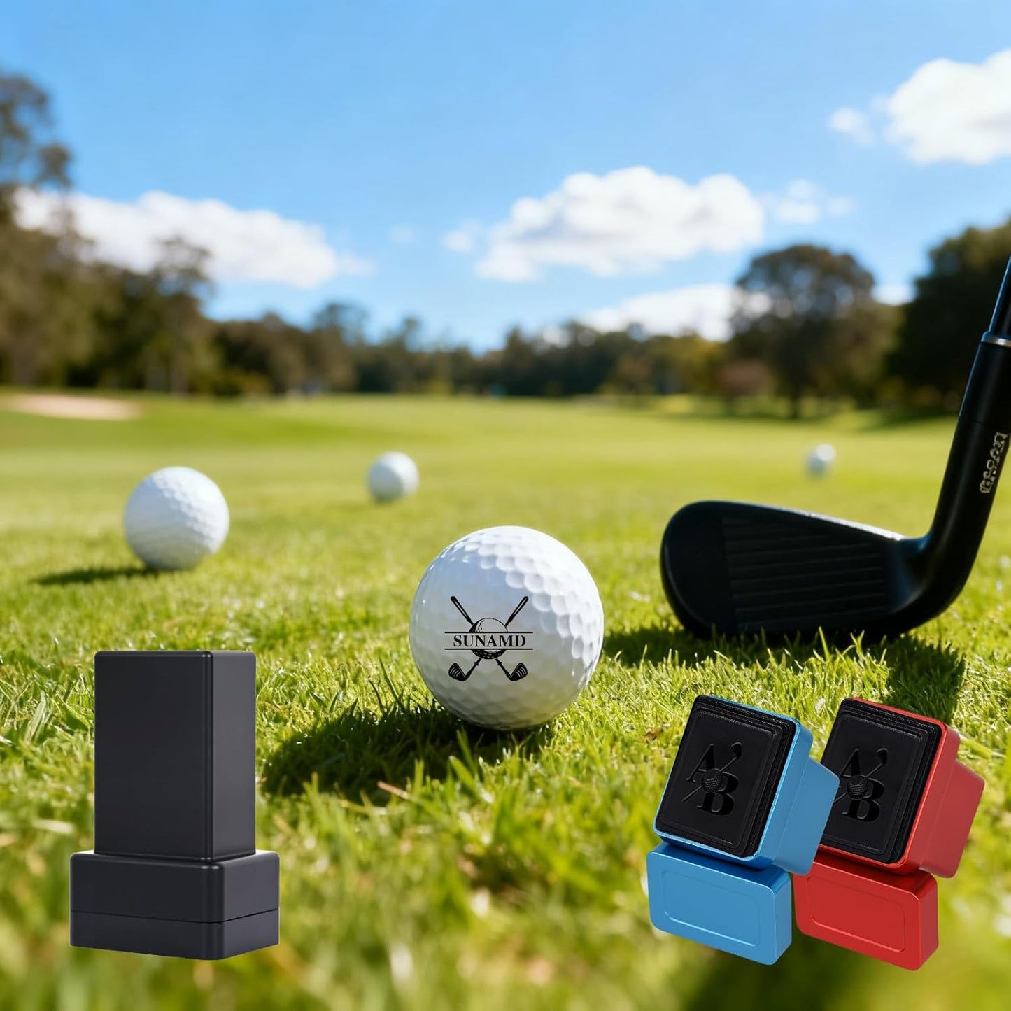 Custom Golf Ball Stamp, Self-Inking Personalized Marker with Name Logo, Waterproof Ink Golfing Stamper, 6 Color Options, Reusable Golf Accessory Gift for Men Women Golfers, DIY Ball Identifier