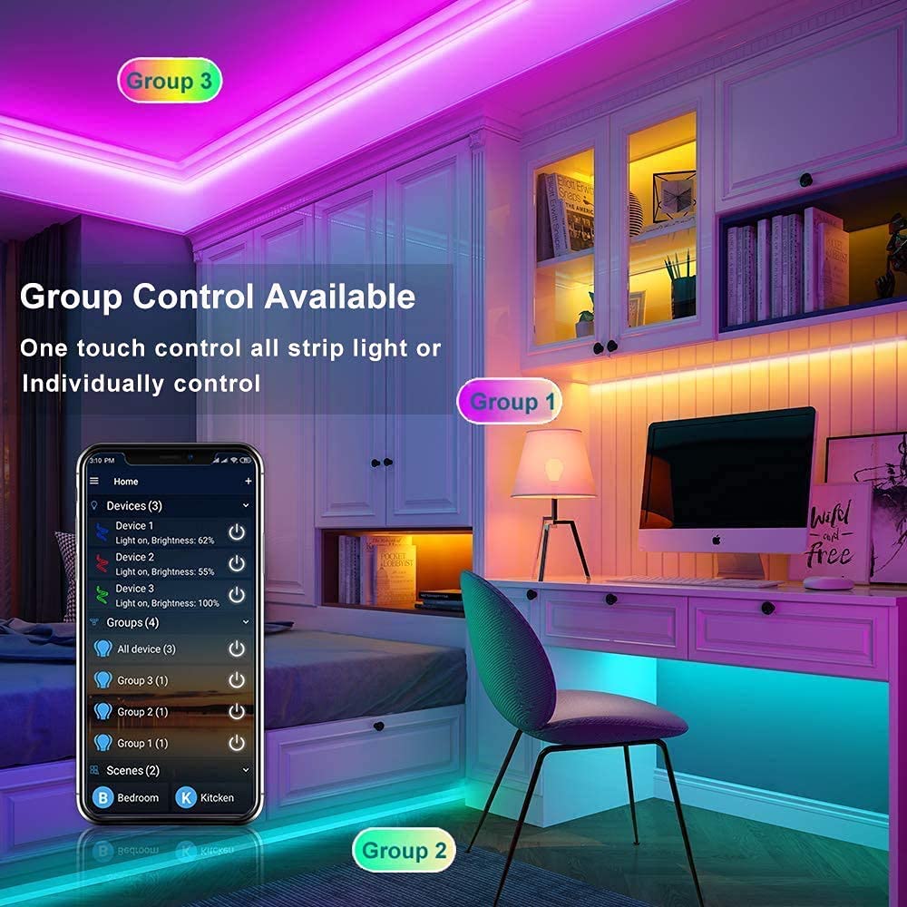 Miheal Wifi Led Strip Light Kit, 32.8Ft 300 Leds, Waterproof Smd 5050, Compatible With Android/Ios/Alexa, Model Zj-Bwcg