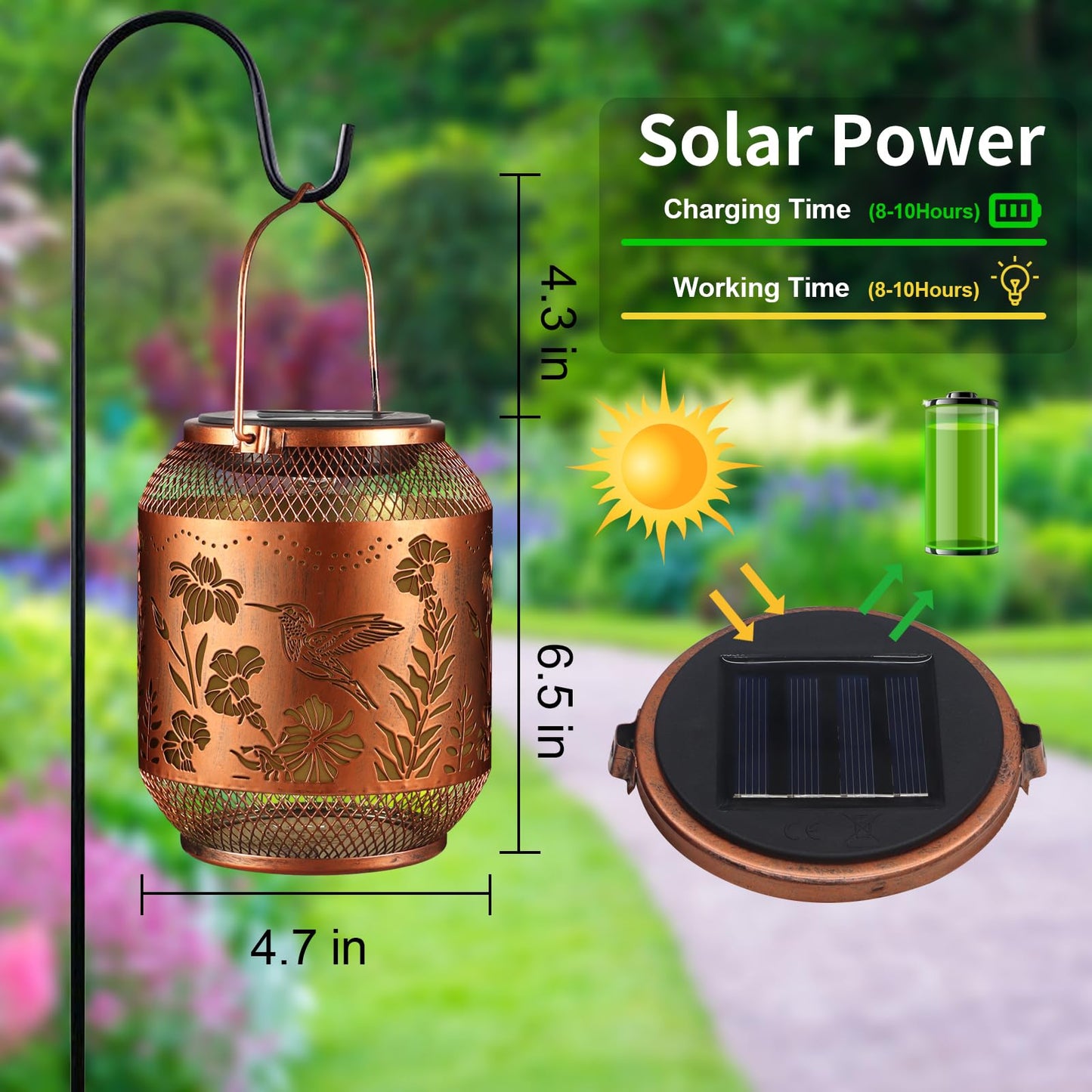 Hummingbird Solar Lanterns Outdoor Waterproof  Birthdays Gifts For Women Mom And Grandma  Metal Hanging Lanterns Decor Garden Decorative Solar Led Light For Yard  Patio  Lawn  Porch  Backyard