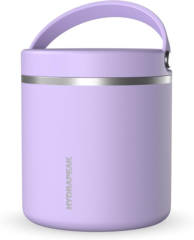 Hydrapeak 25oz Stainless Steel Vacuum Insulated Food Jar | For Hot Food and Cold Food, Wide Mouth Leak-Proof Soup Container for Adults, 10 Hours Hot and 16 Hours Cold (Lavender)