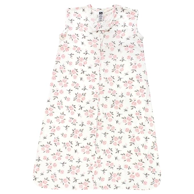 Hudson Baby Unisex Baby Cotton Sleeveless Wearable Sleeping Bag, Sack, Blanket, Neutral Pink Floral, 18-24 Months