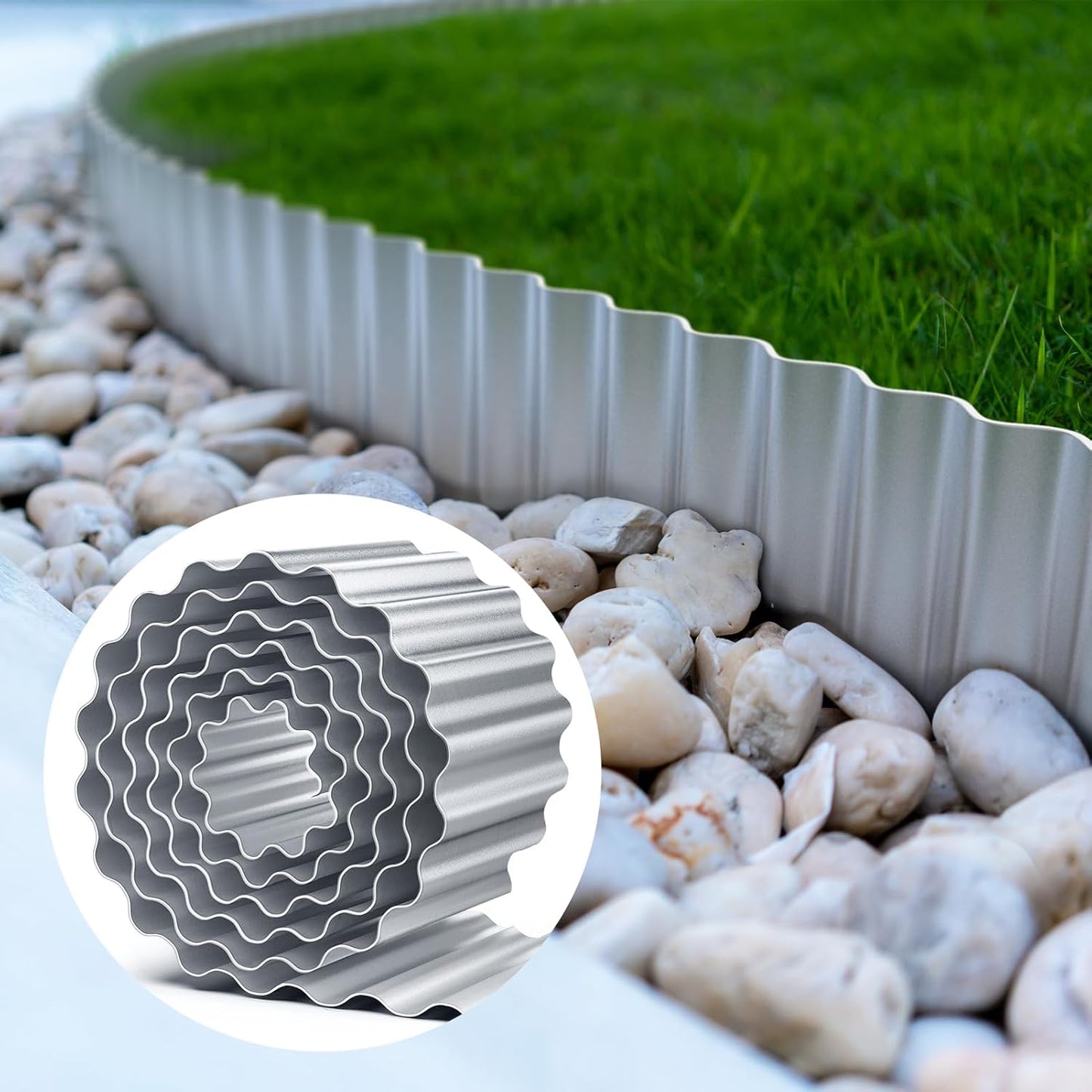 LAVEVE Corrugated Metal Garden Edging 3" x 50Ft, Landscape Edging Border for Lawn, Flower Bed, Garden Fence, Paver Edging (Silver)