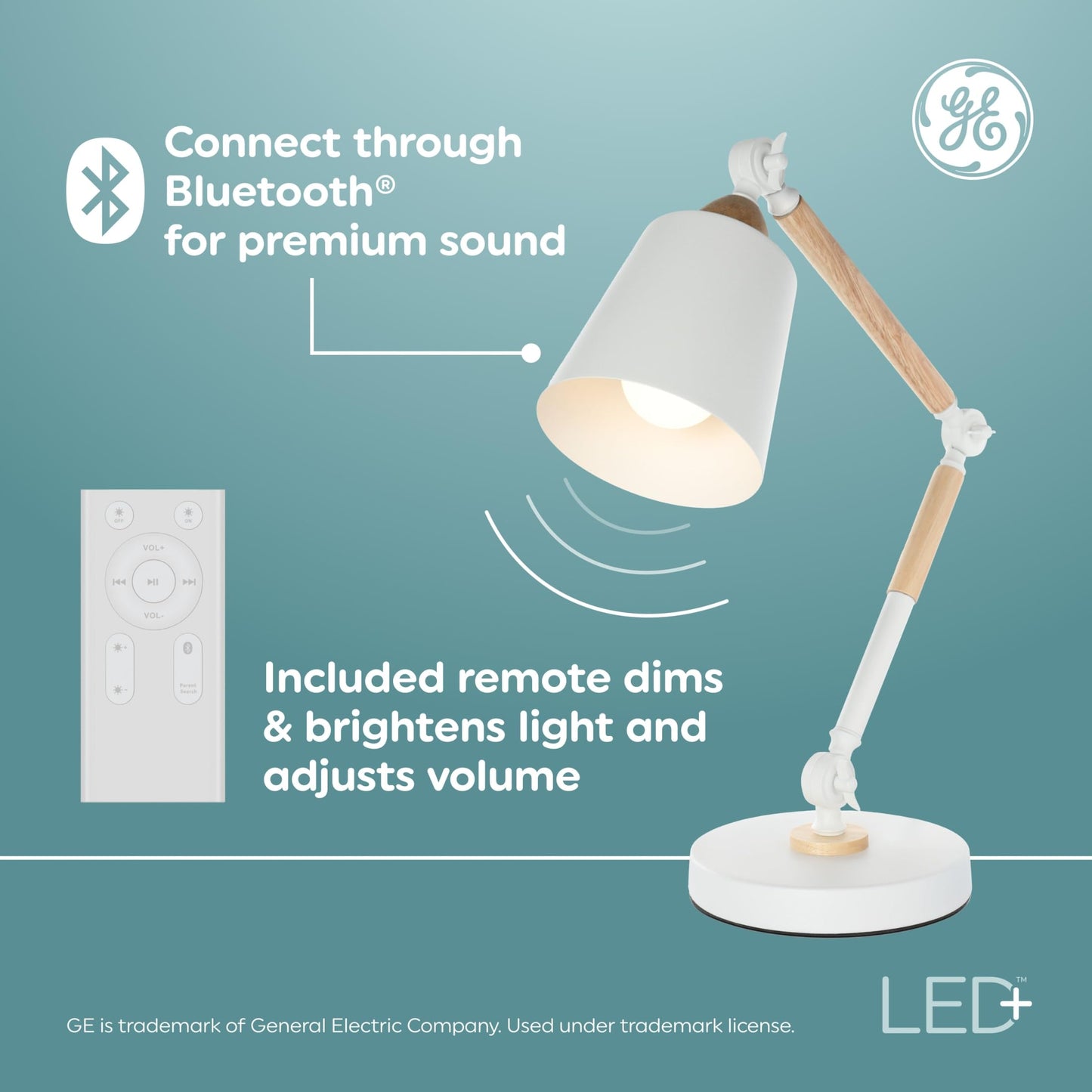 Ge Led+ Color Changing Speaker Bulb, A21 Standard, Daylight + Multicolor, Model 93129724, Plastic Material, Remote Included
