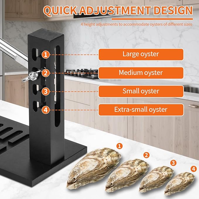 PMMJ Stainless Steel Oyster Clam Opener Machine,Oyster Shucker Tool,Adjustable Oyster Opener Tool,Including Knives, Gloves and G-Clip,Suitable for Seafood Tools for Hotel, Family and Buffet