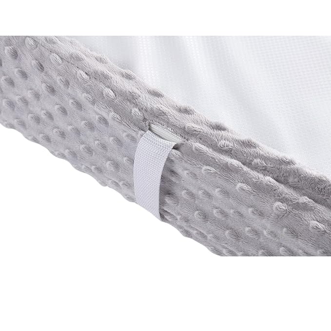 2 Pack Solid Changing Table Pad Cover Cradle Sheet, Fits 32"/34''x16 Contoured Diaper Changing Pad, Dots Plush Changing Table Covers(Beige + Grey)