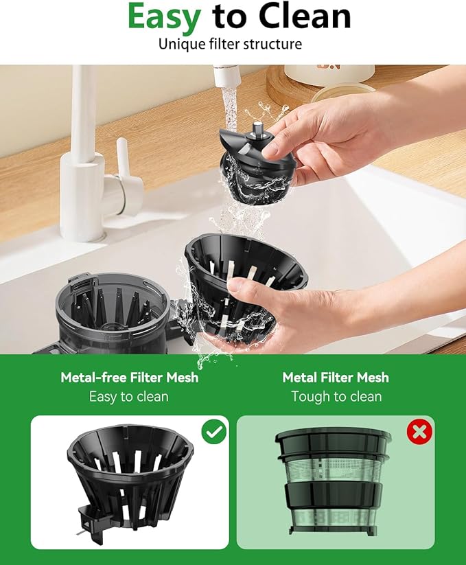 Juicer Machines, Cold Press Juicer with 4.4'' Large Feed Chute Fit Whole Vegetables & Fruits, Masticating Juicer Machines, Easy to Clean, High Juice Yield - 250W