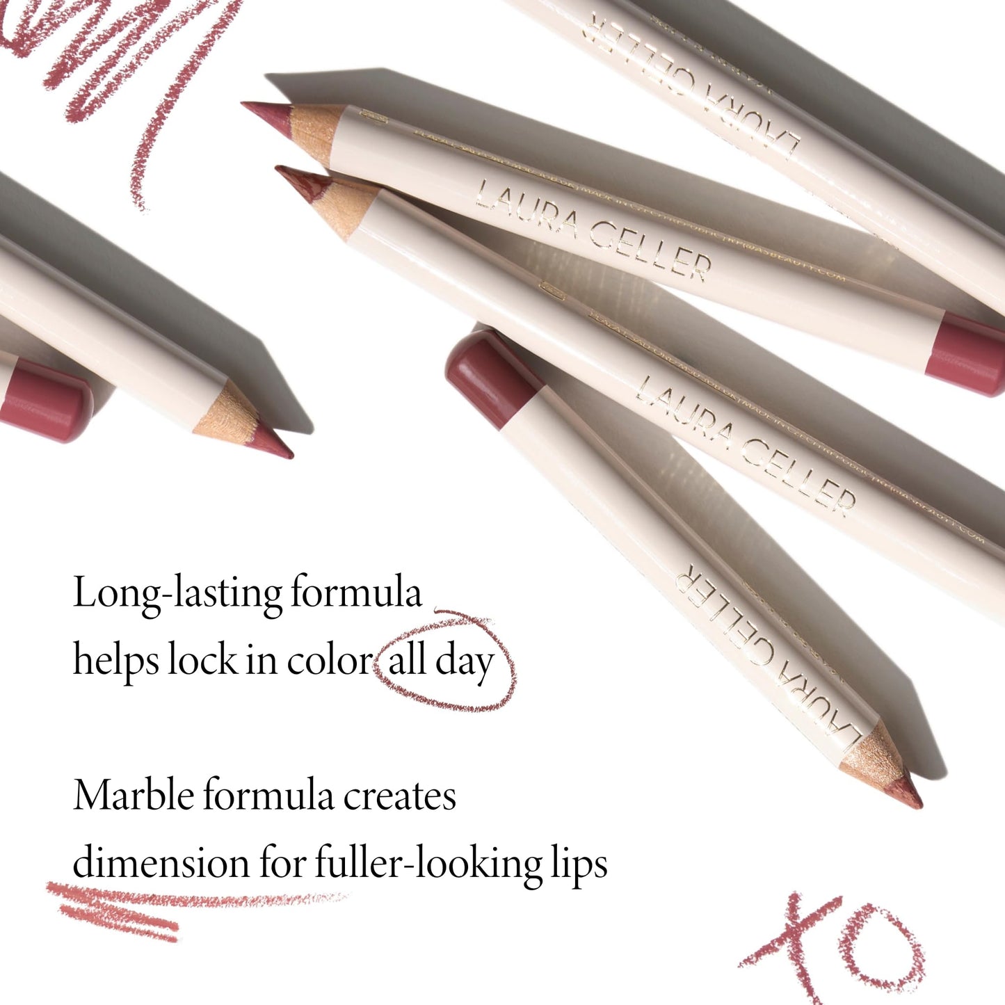 LAURA GELLER NEW YORK Marble Lips Multidimensional Liner, Nouveau Neutral - Marbleized Smooth Glide Sharpenable Lip Liner for Fu