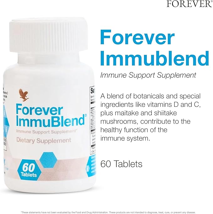 Forever Living - Forever ImmuBlend® Immune Support Supplement – Includes Botanicals, Vitamins D & C, Maitake & Shiitake Mushrooms – 60 Tablets