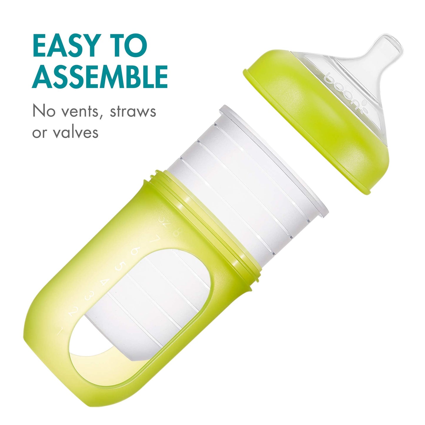 Boon Nursh Reusable Replacement Pouch with Collapsible Silicone Pouch Design - Everyday Baby Essentials - Stage 2 Medium Flow Baby Bottles - Gray - 8 Oz