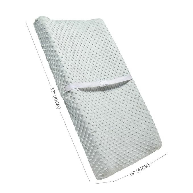 Solid Changing Table Pad Cover Cradle Sheet, Fits 32"/34''x16 Contoured Diaper Changing Pad, Ultra Soft Cozy Dots Plush Changing Table Covers, Breathable Wipeable Removable (Sea Foam)