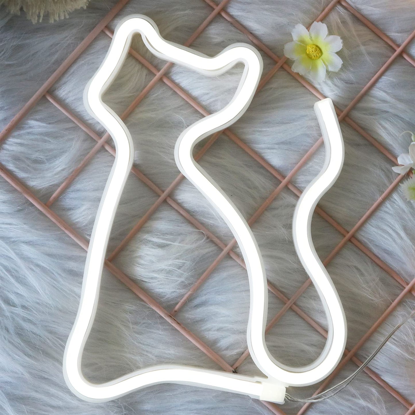 Yaozhou Led Neon Cat Sign - Cool White, Usb/Battery Operated Wall Decor For Room, Bar, Party, Kids Room