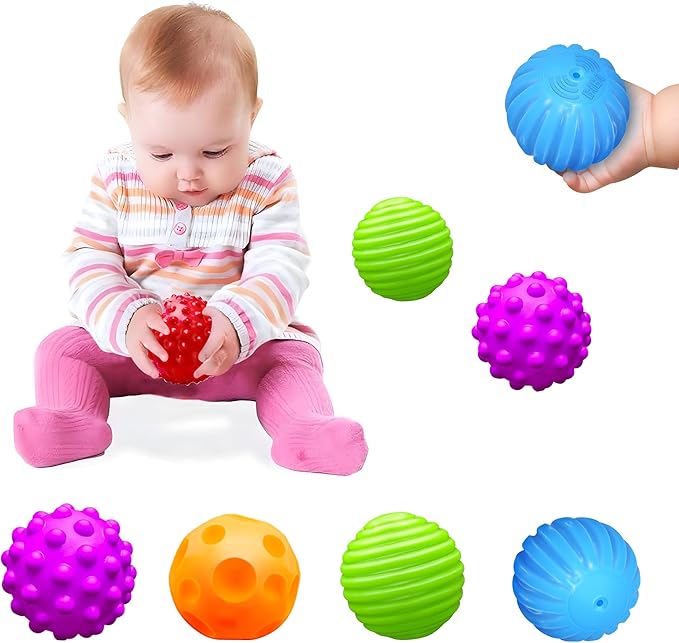 Montessori Toys for Babies 3 Months+, Baby Balls 3 to 12 Month for Babies & Toddlers 3M+, Textured Multi Ball Set Colorful...