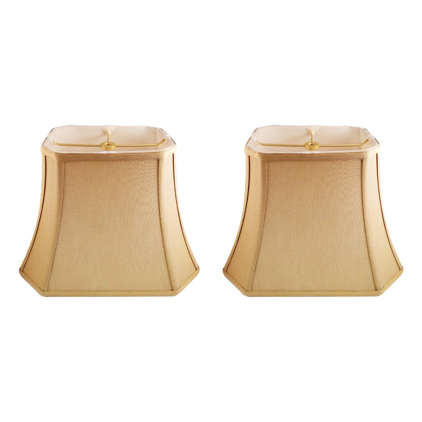 Royal Designs, Inc. Rectangle Cut Corner Lamp Shade, 9 x 16 x 12.25, Faux Silk, Antique Gold, Model BSO-710-16AGL, 2-Pack