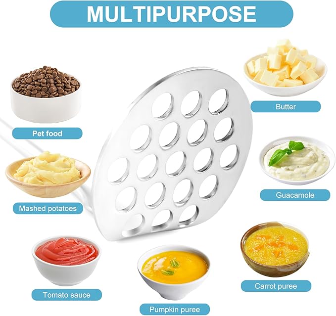 Small Avocado Masher - Stainless Steel Potato Masher，Mashed Potato Masher Kitchen Tool，Heavy Duty，8.7" Mini Bean Smasher for Vegetables & Fruits - Effortless Guacamole Preparation, Christmas gifts