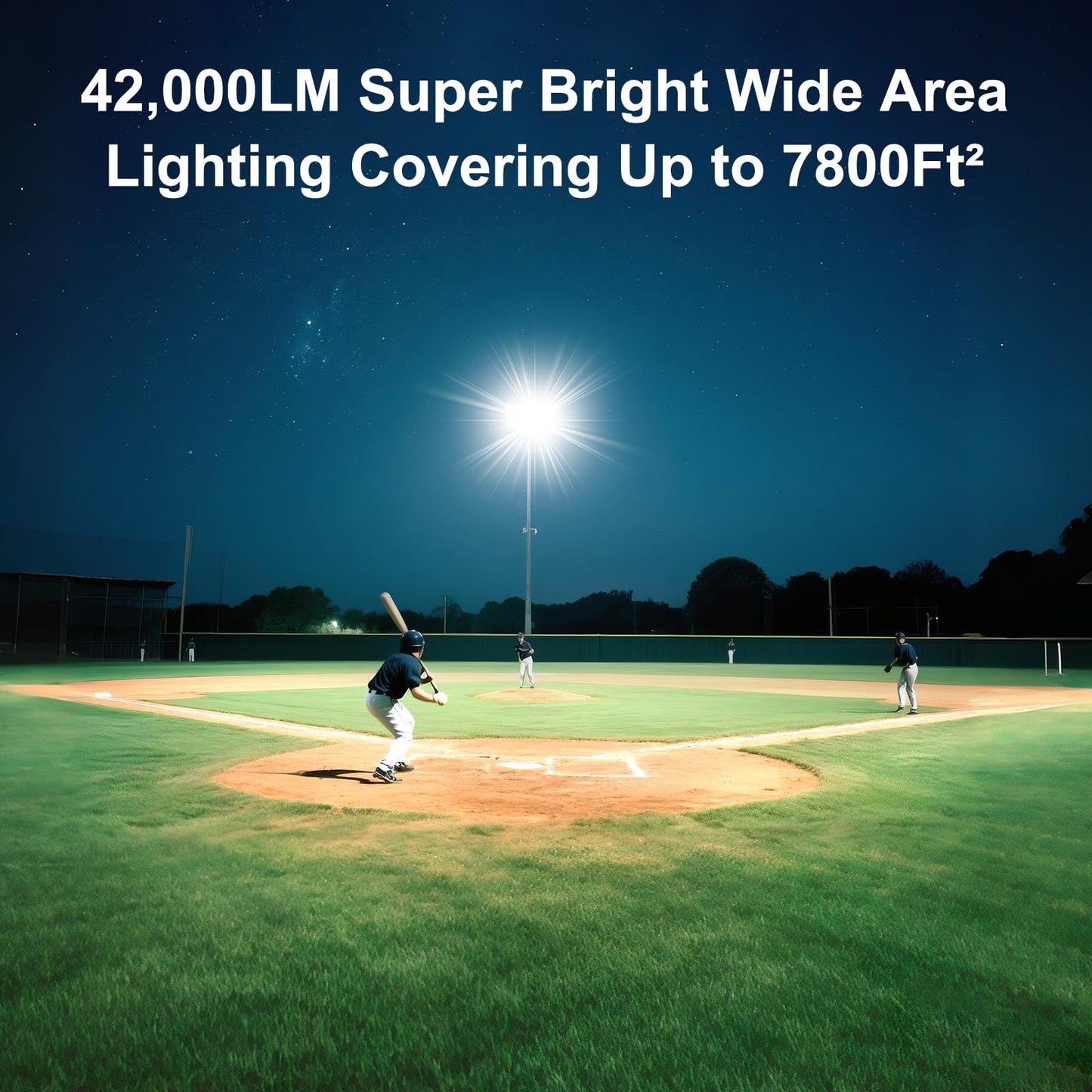 Kekeou LED Flood Light 300W, 42000LM, IP67 Waterproof, 6500K Daylight White, Aluminum, Black, Model GD-MZ300W-W-B