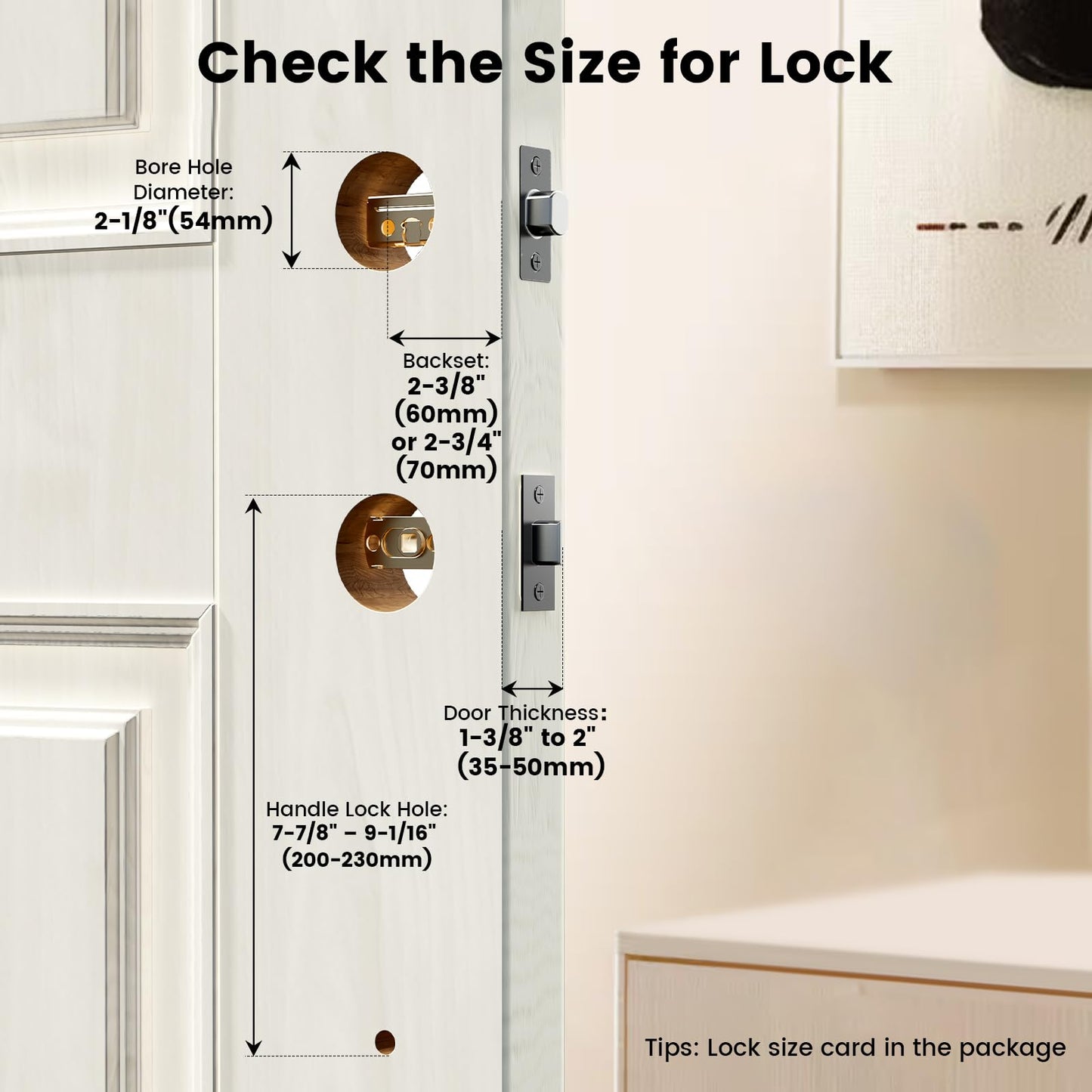 Smart Door Lock with Handle, Keyless Entry Door Lock Deadbolt Handle Set, Built-in WiFi Deadbolt Smart Lock for Front, Fingerprint, Keypad Code, App Control, Voice Control (Black)