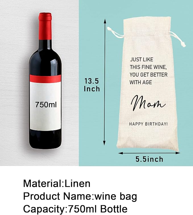 Just Like This Fine Wine Bag,Mom Birthday Wine Bag,Funny Cute Wine Bag Gift for Mom, Linen Drawstring Wine Bags(5SW119)