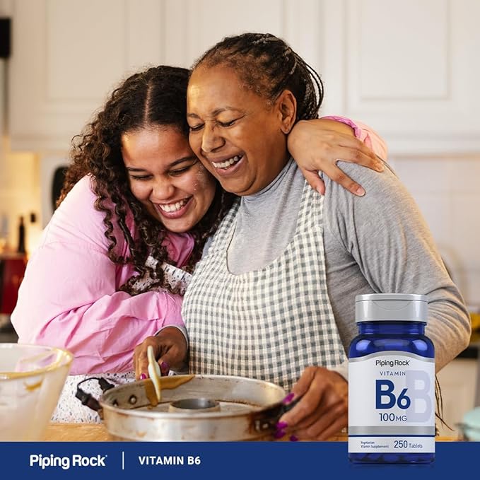 Piping Rock Vitamin B6 100mg | 250 Tablets | as Pyridoxine Hydrochloride | Vegetarian, Non-GMO, Gluten Free Supplement