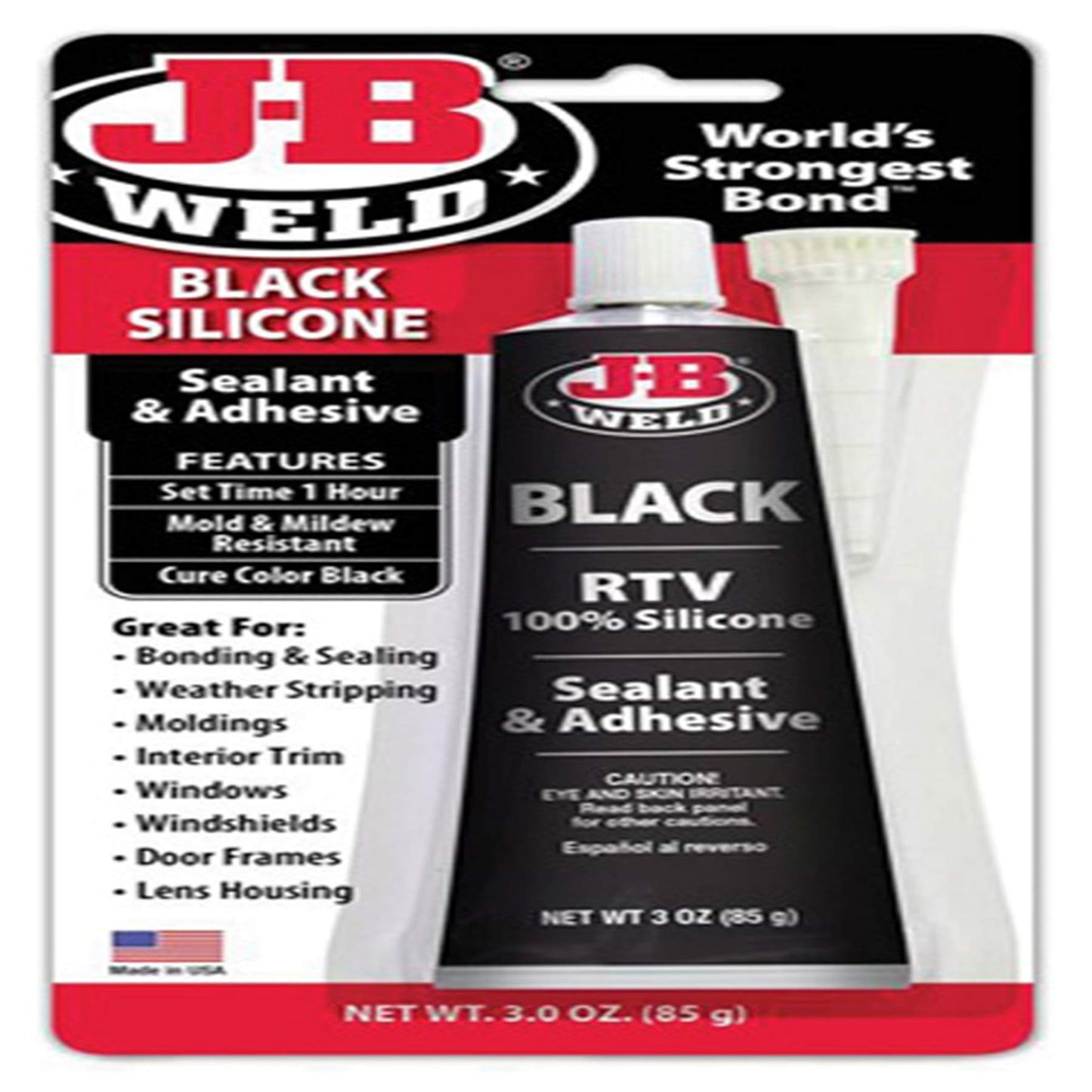 J-B Weld 31319 Black RTV Silicone Sealant and Adhesive - 3 oz.