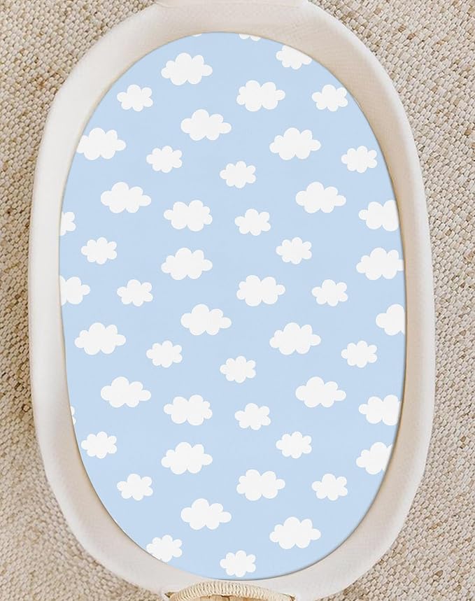 Bassinet Sheets for Baby Girls Boys 2 Pack, Fitted Baby Mattress Sheet for Rectangle, Oval, Hourglass Bassinet Mattress, Breathable Cozy & Universal Fit (Sunny Morning)