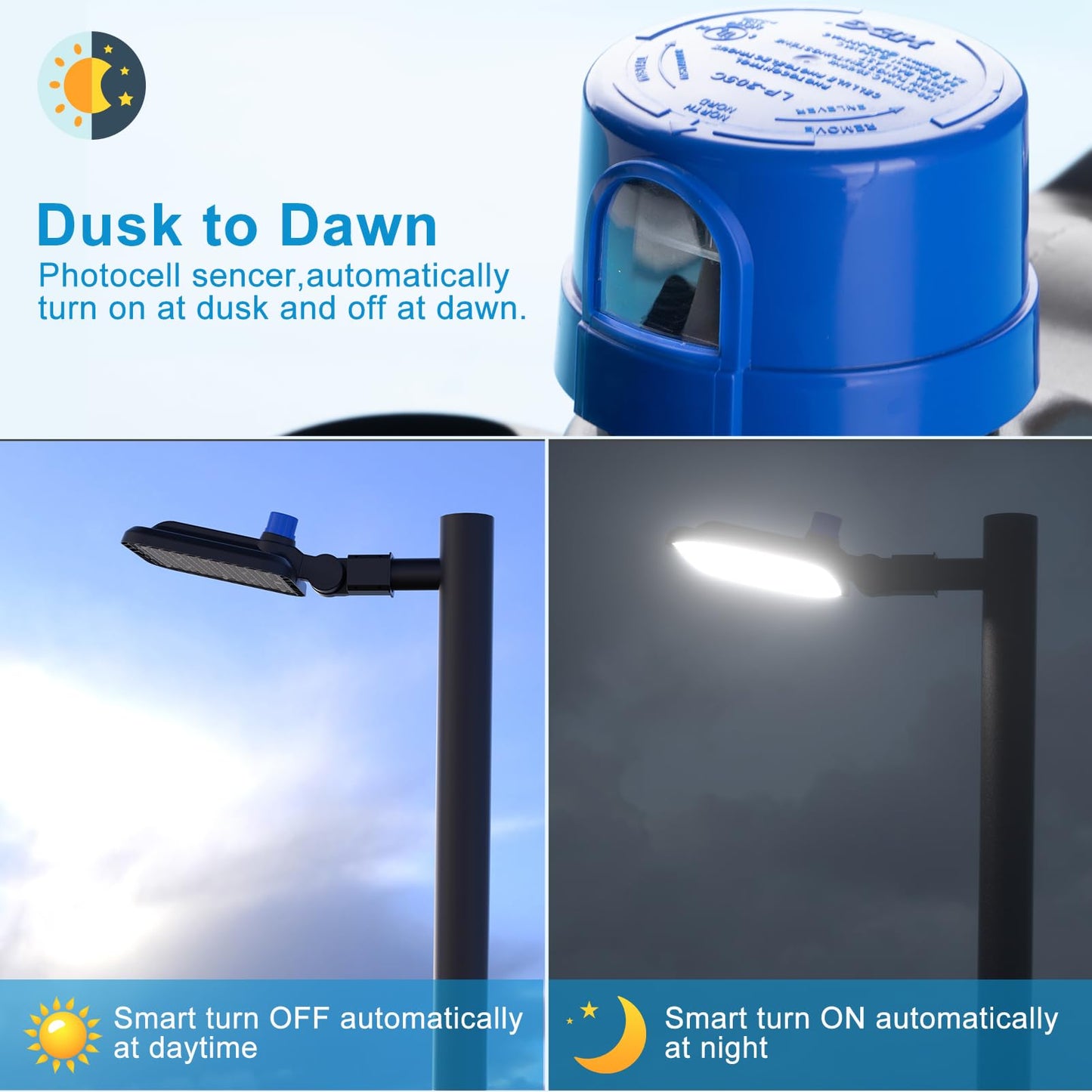 3Pack 320W Led Parking Lot Lights 44800Lm (Eqv.1200W Mh/Hps) 5000K Led Parking Lot Lighting Pole Mount With Smart Photocell & Slipfitter Mount (Coverage: 66~110Ft At Height:30~50Ft)