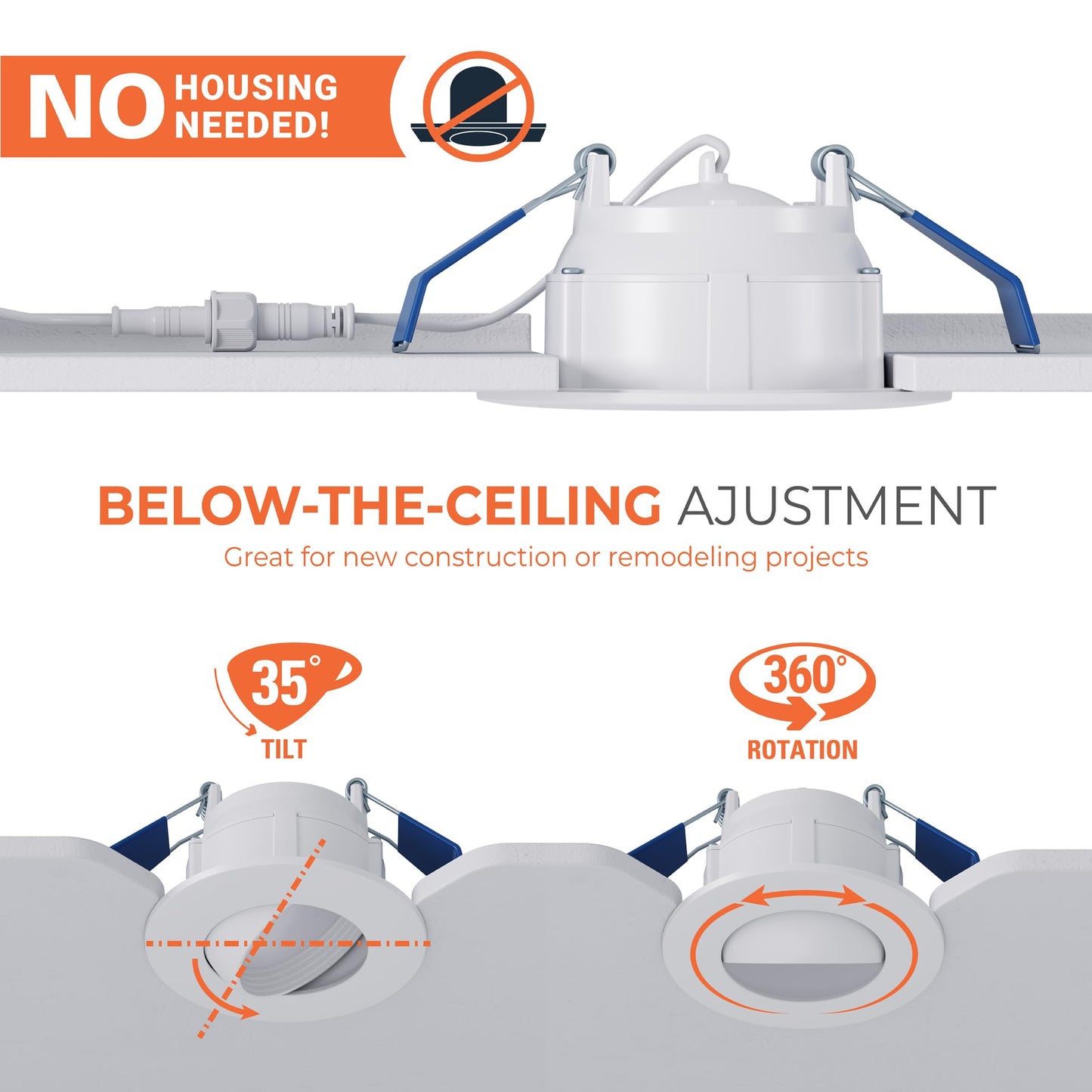 HALO RA 4-Inch Canless LED Recessed Downlight with Adjustable Gimbal, Selectable Lumens and Color Temperatures, Dim-to-Warm - RA6LS9FSD2W1EWHDM