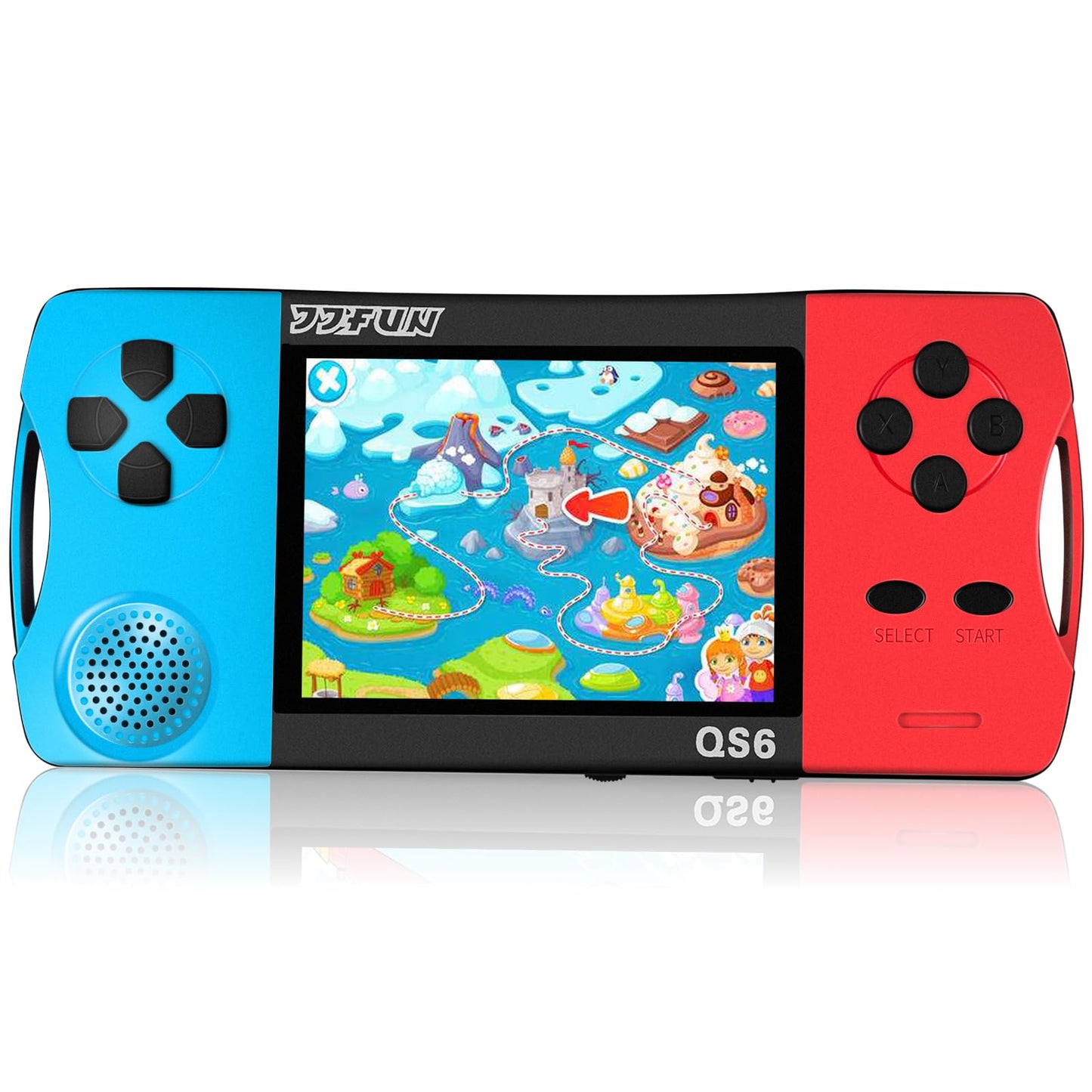 SNONBROS 32 Bit Handheld Game Console for Kids 3.5" IPS Large Screen Rechargeable,Preloaded 216 Video Games ,Arcade Electronic Toy Birthday Xmas Present for Girls—BlueRed