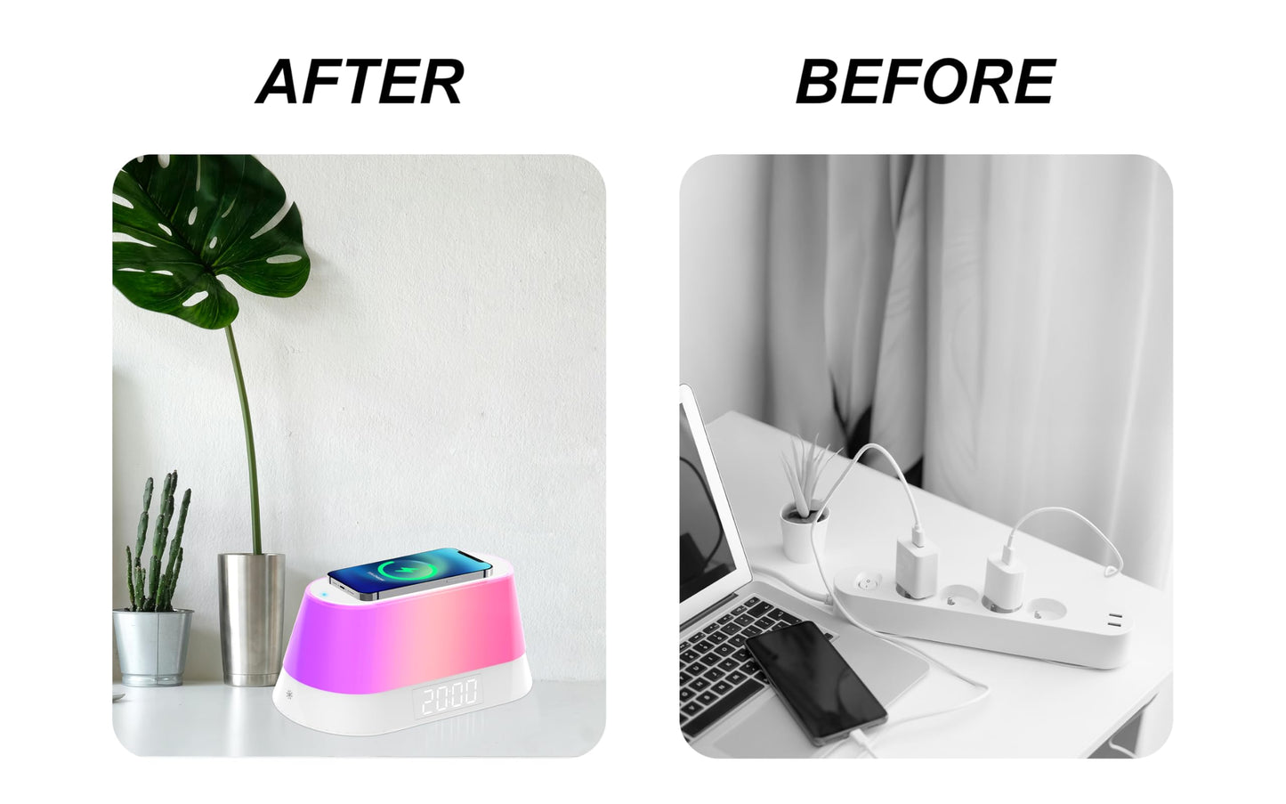 Fisher Alarm Clock Speaker Wireless Charger, Digital Alarm Clocks Bedrooms Bluetooth, Alarm Clock Dimmable Light Bedrooms Dual Alarm Snooze Dimmer 12 24H RGB Night Light Bluetooth USB
