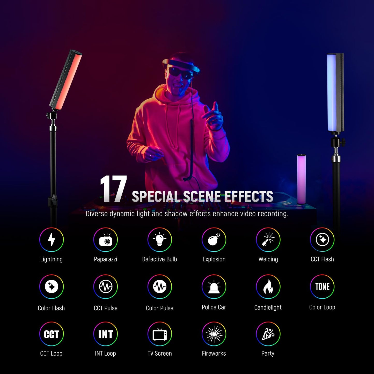 Neewer Rgb Light Wand, Magnetic Handheld Photography Video Light Stick, 2500K~8500K Dimmable Cri95+ Full Color Led Tube Light Ba