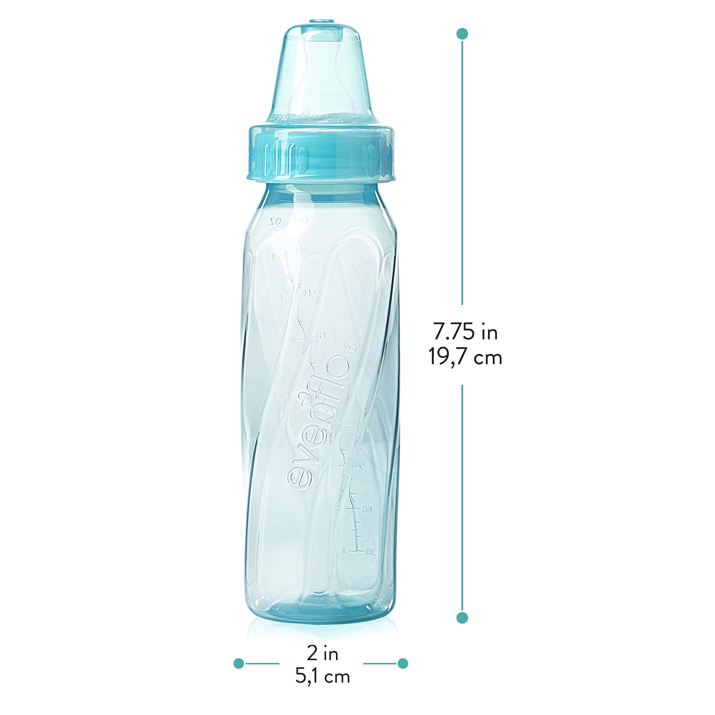 Evenflo Feeding Baby Bottles, Standard Neck, 8 Ounce | Tinted Plastic | Pink/Lavender/Teal | Pack of 36