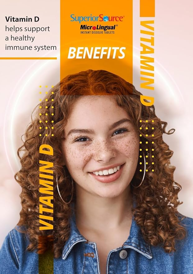 Superior Source Vitamin D3 5000 IU - Offers Immune System, Brain & Nervous System Support - Aids Calcium Absorption for Teeth & Bone Health - Bariatric Friendly - 100 Sublingual Dissolving Tablets