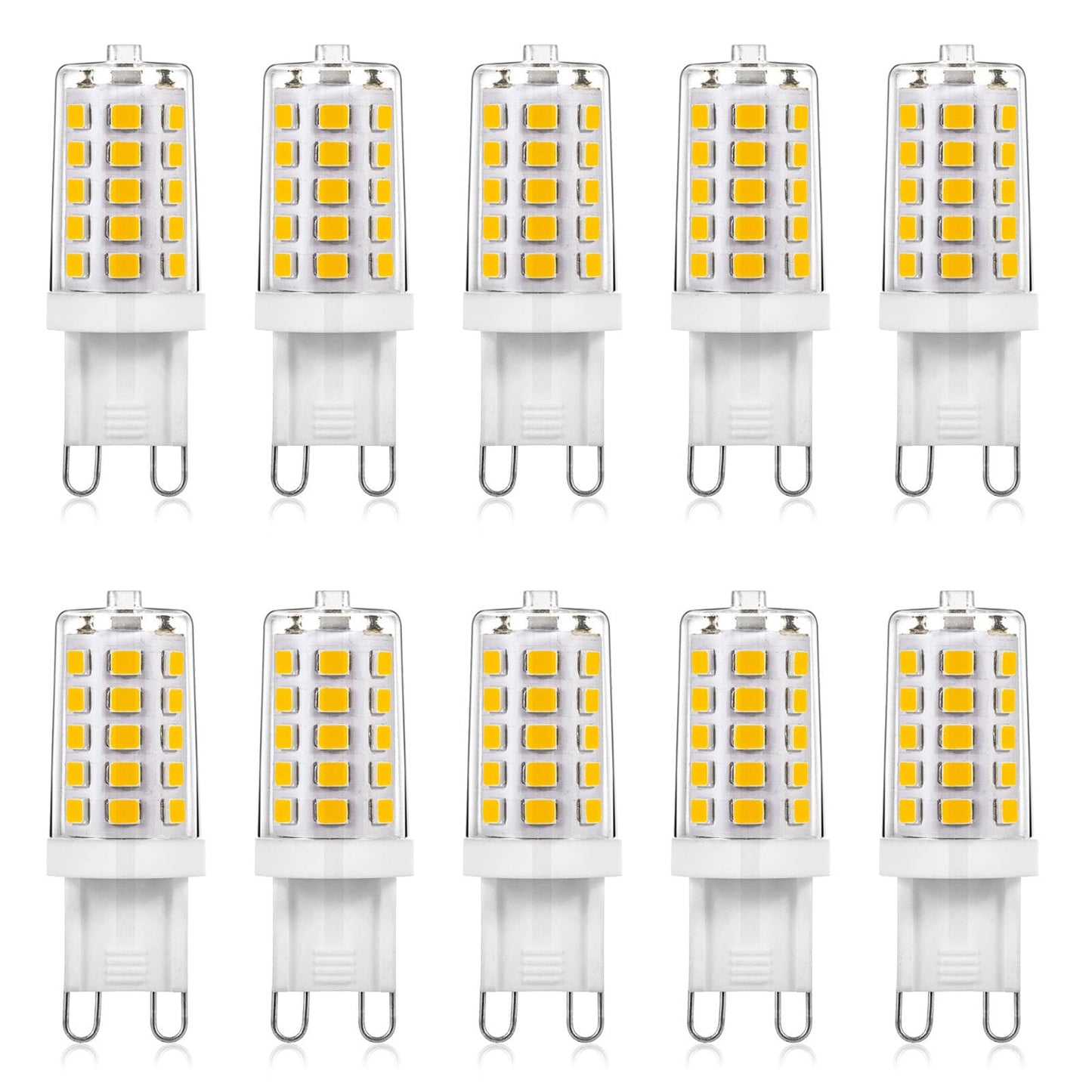 Joutameili 10 Pack G9 LED Bulb Warm White 3000K 4W Equivalent 40 Watt, No Flicker LED G9 Bulb, T4 Halogen Light Lamp Replacement