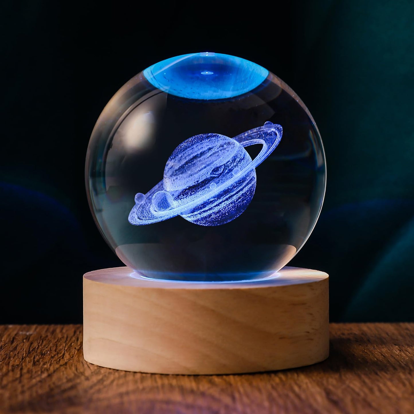 Qianruna 3D Saturn 60Mm Crystal Ball Astronomy Universe Gifts 3D Saturn  ts Model Science Space Themed Physics Gifts Night Light Lamp For Kids Men Him Dad Science Teacher