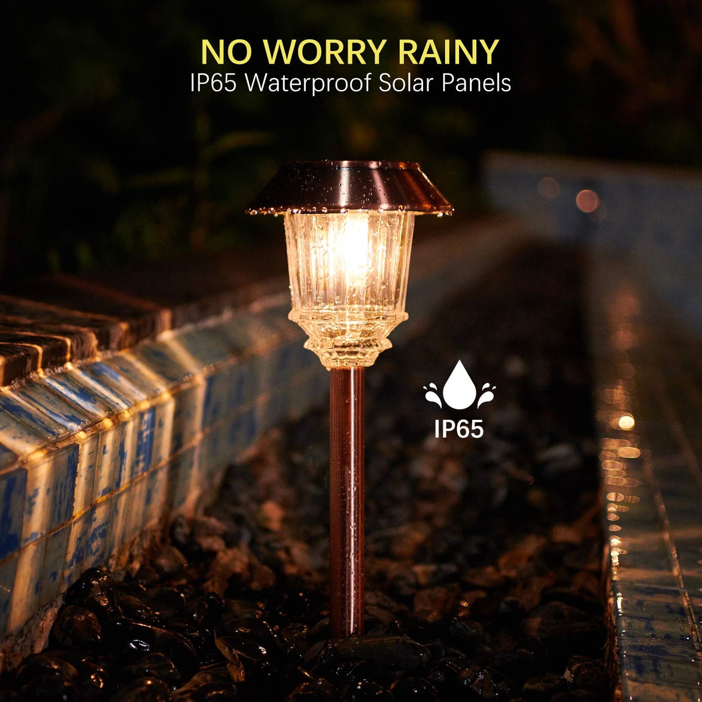 XMCOSY+ Solar Lights Outdoor LED 10-40 LM Dimmable, 4 Pack Copper Aluminum for Yard Pathway Garden Model SL-1802-00
