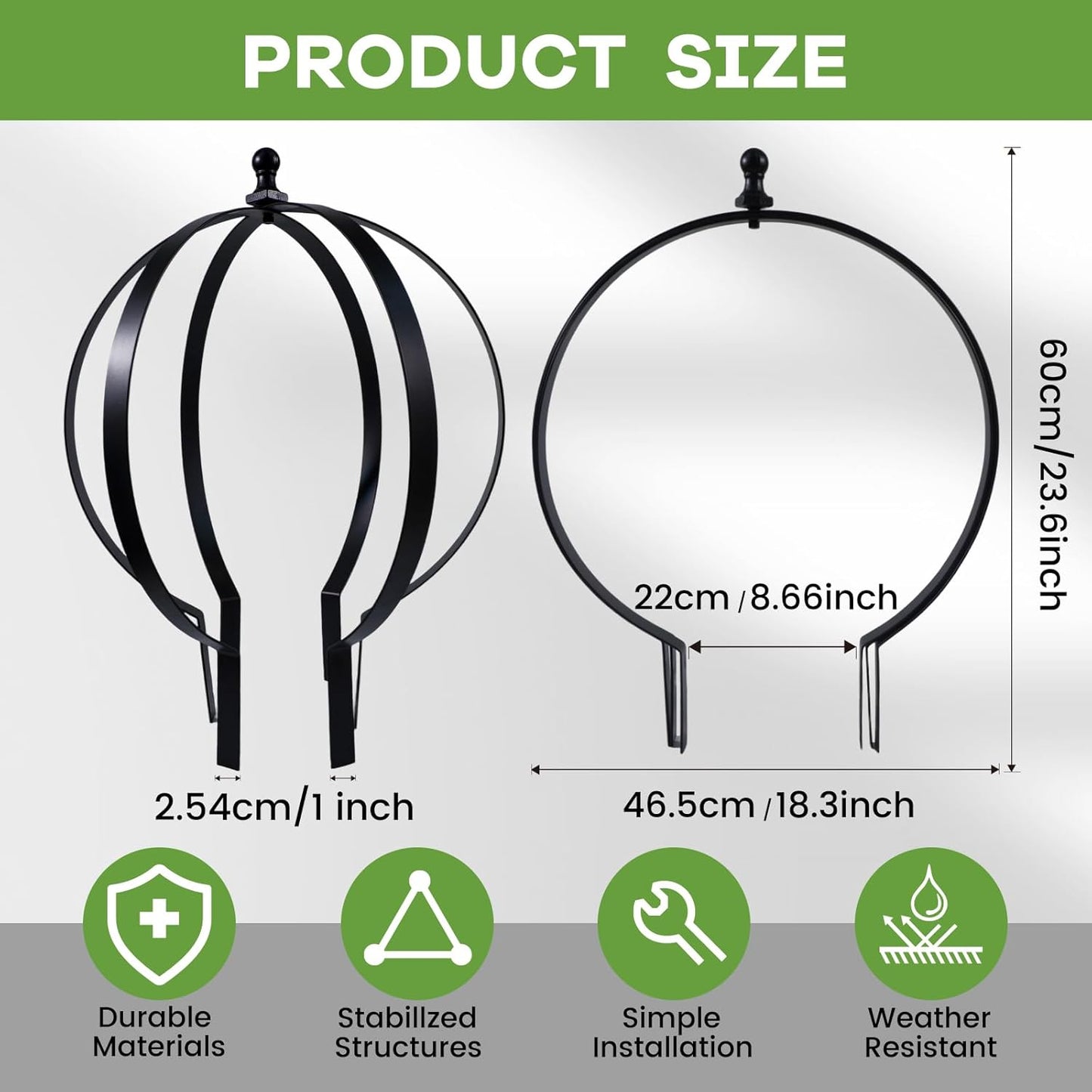 Metal Obelisk Trellis for Outdoor Garden - 18x22 Inches Durable Round Topiary Frame, Easy Assembly & Compact Storage, Perfect for Climbing Plants Decorative Garden Accent