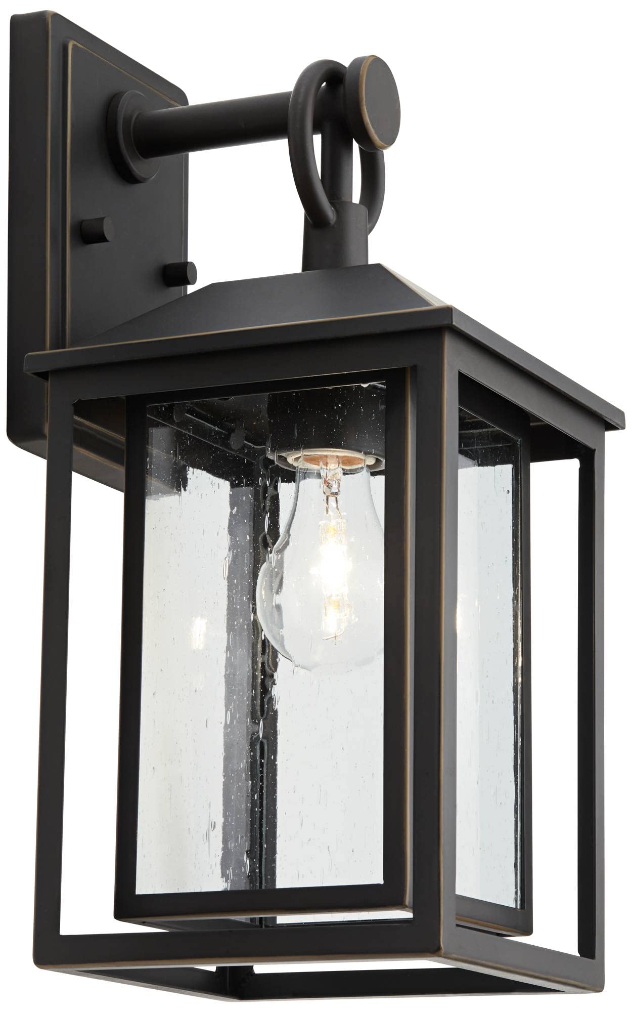 John Timberland Outdoor Wall Light Fixture, 15.25 Brown Bronze Metal With Textured Clear Glass For Porch, Patio, Deck, And Garden