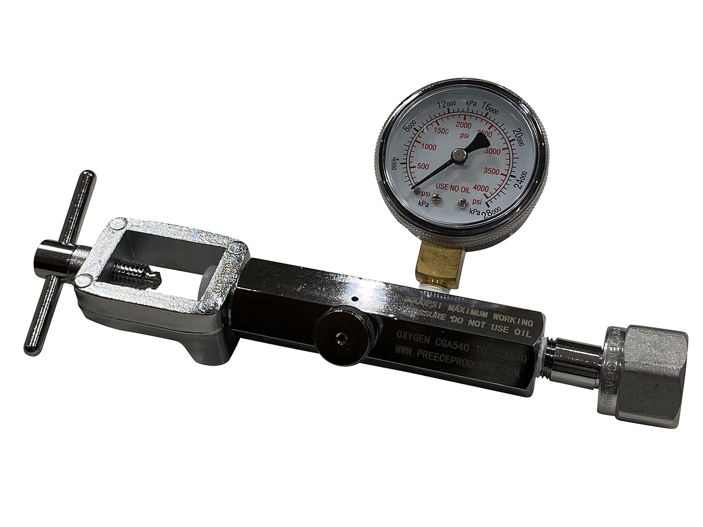 Oxygen Transfill Adaptor CGA540 to CGA870 with Bleed Valve Medical Dental Aviation