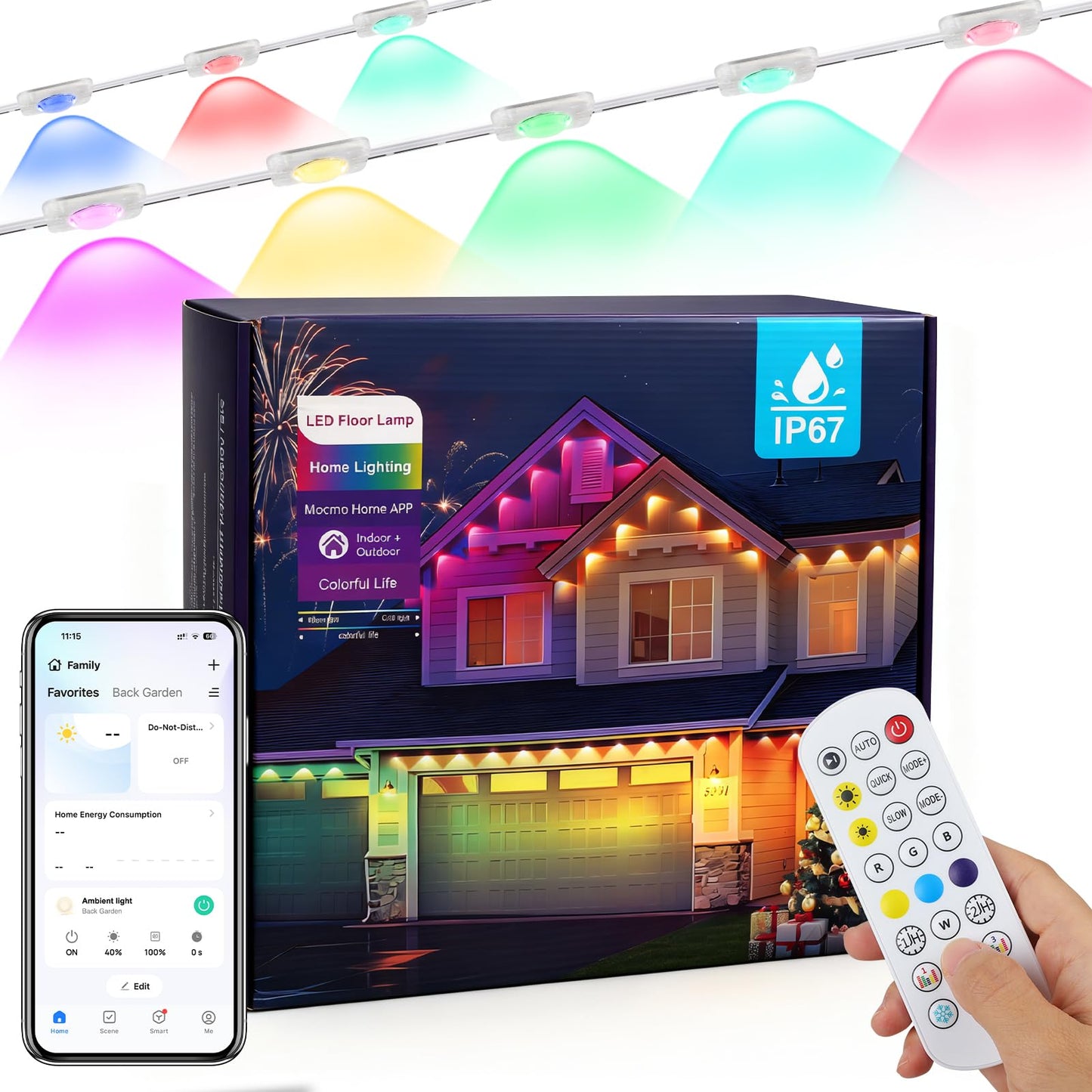 Permanent Outdoor Lights 246Ft With 90 Rgbic Led Smart Led Lights  App/Remote Control Ip68 Waterproof For Holiday Decor  50 Scene Modes  Diy Lights Lighting Timing For Christmas Halloween Party M2