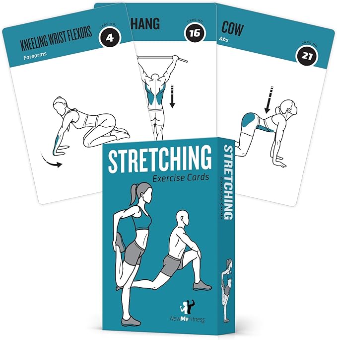 NewMe Fitness Stretching Workout Cards, Instructional Fitness Deck for Women & Men, Beginner Fitness Guide to Training Exe...