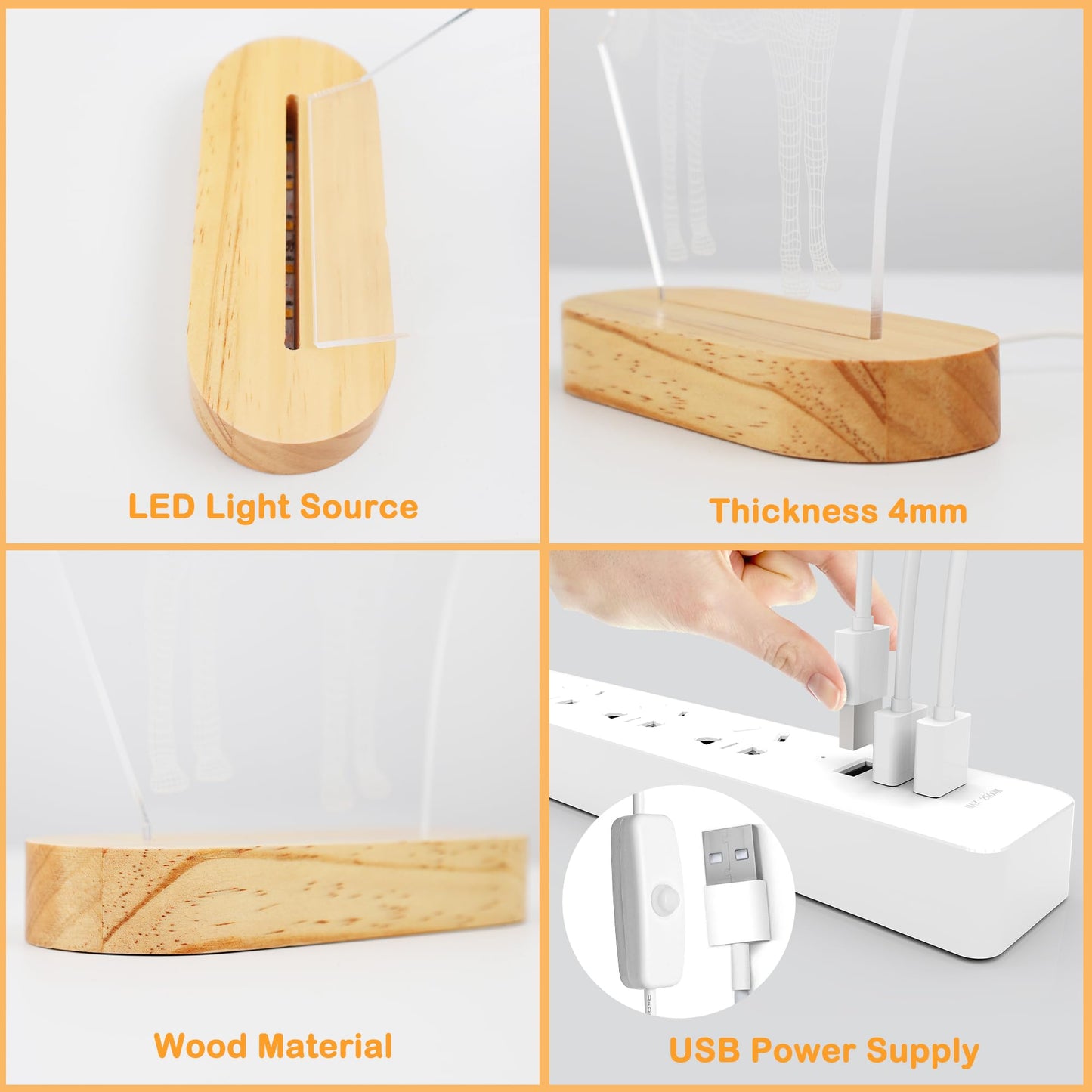 Lightzz Yoga Lamp - Led 3D Night Light For Meditation - Wood Base, Yellow - Model Fs-Xmx001-9999, Perfect Gift For Girls & Women