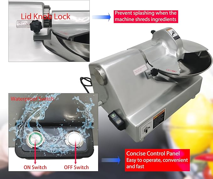 5.5L Commercial Meat Bowl Cutter, Buffalo Chopper Food Processor, 550W Electric Vegetable Meat chopper for Kitchens, Ideal for Food Prep, Dumplings, Buns Processing