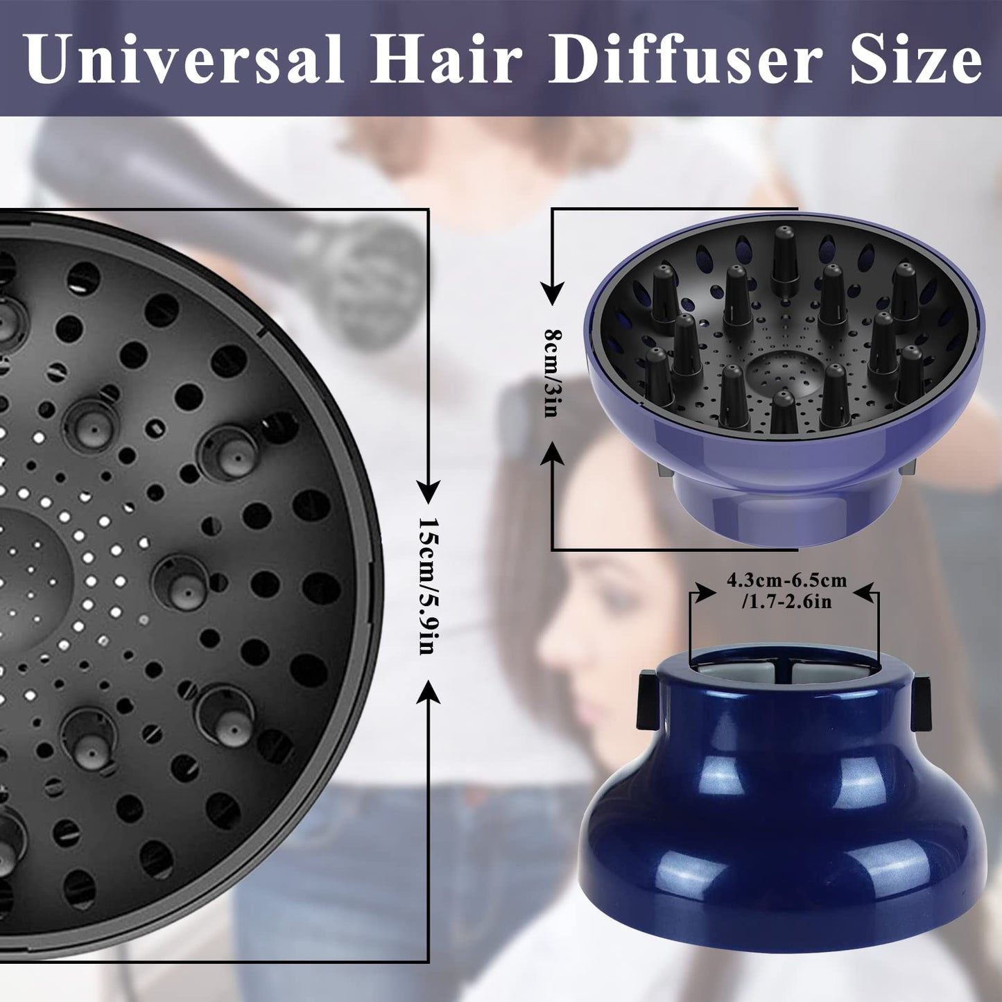Hair Dryer Diffuser Attachment Universal Adjustable Professional Salon Tool for Curly Hair Fits Most Kinds of Blow Dryer Diamete