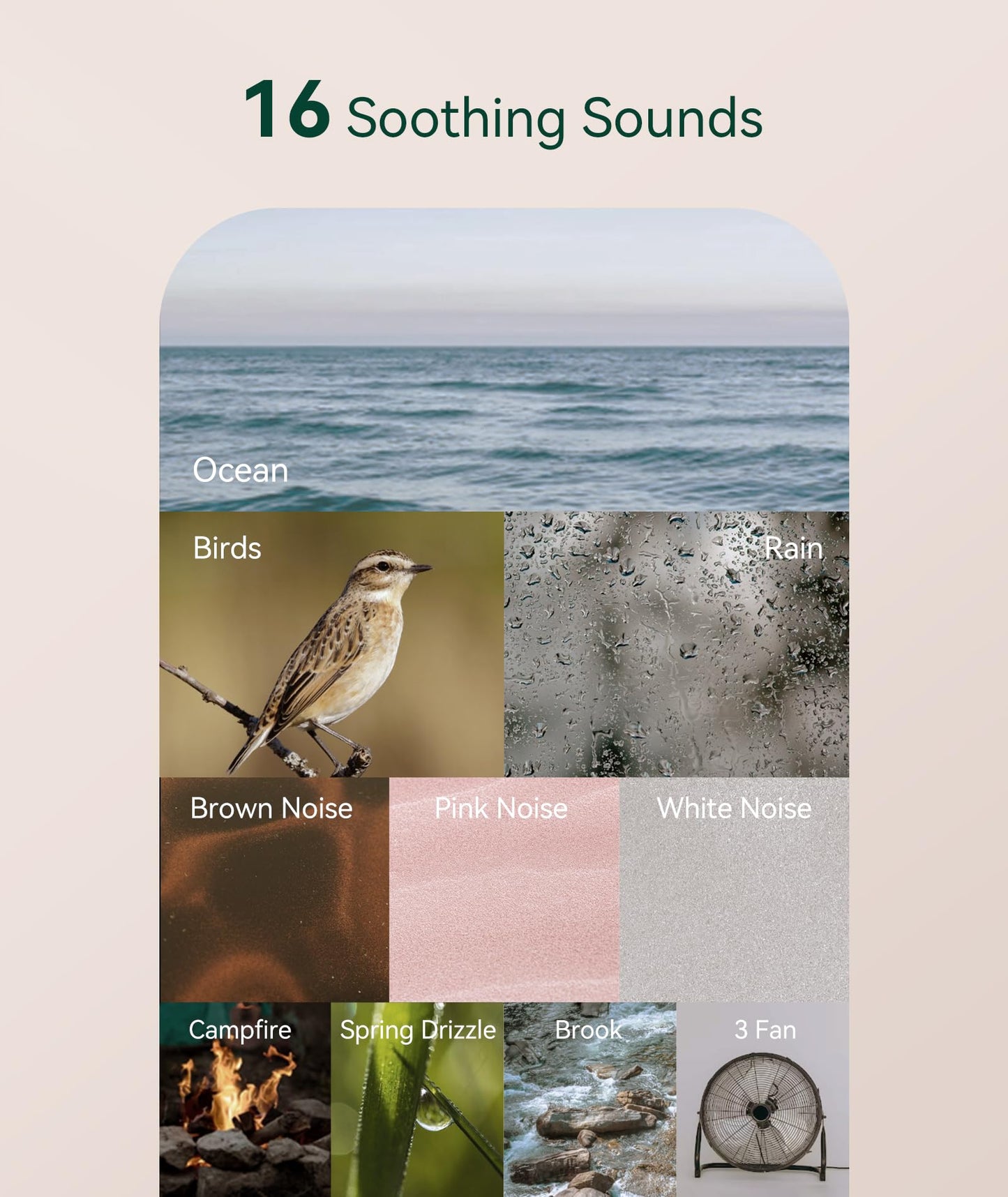 Restnature White Noise Sound Machine - Portable Sound for Sleep, Travel Sound Machine for Baby Adults, 16 Nature Sound, Timer, White Noise Machine for Sleeping Office Privacy Home Gift
